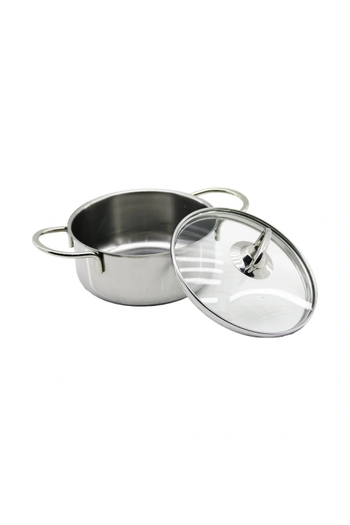 İbico K22-012 ( 14cm ) ( Cam Kapak ) ( Mini) Çelik Tencere*40