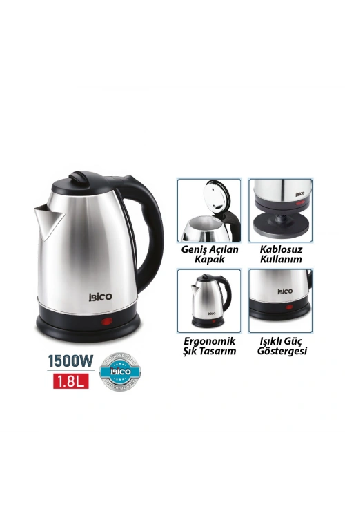 İbico Mtf-001 ( Çelik ) Kettle Elektrikli Su Isıtıcısı ( 360° ) ( 1.8lt ) ( 1500w )*6