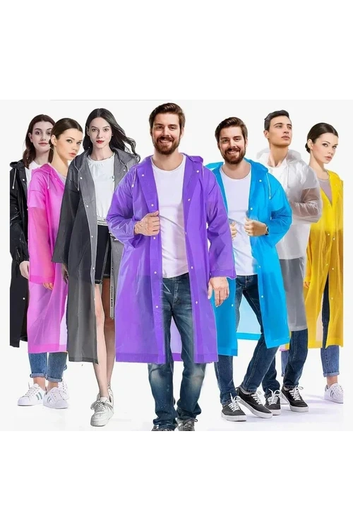 Kadın Erkek Yağmurluk Kapüşonlu Çıtçıtlı Eva Raincoat
