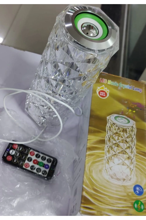 Kristal Masa Lamba Led Bluetooth Hoparlör Uzaktan Kumandalı