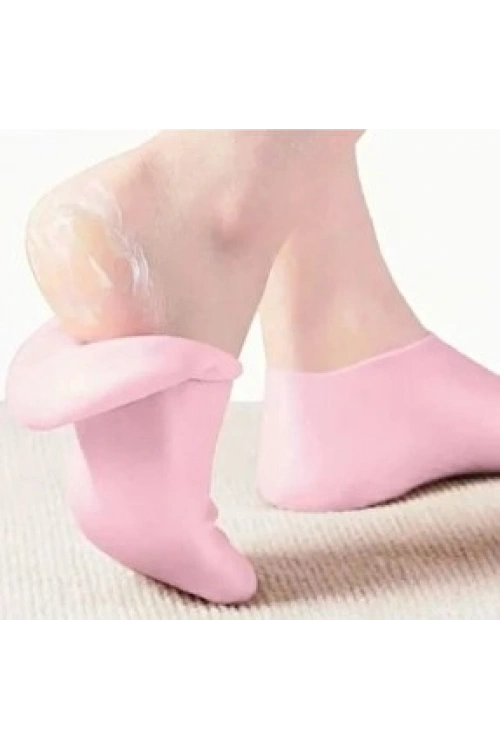 Küçük Boy Silikon Nemlendirici Ayak Bakım Çorabı Pembe
