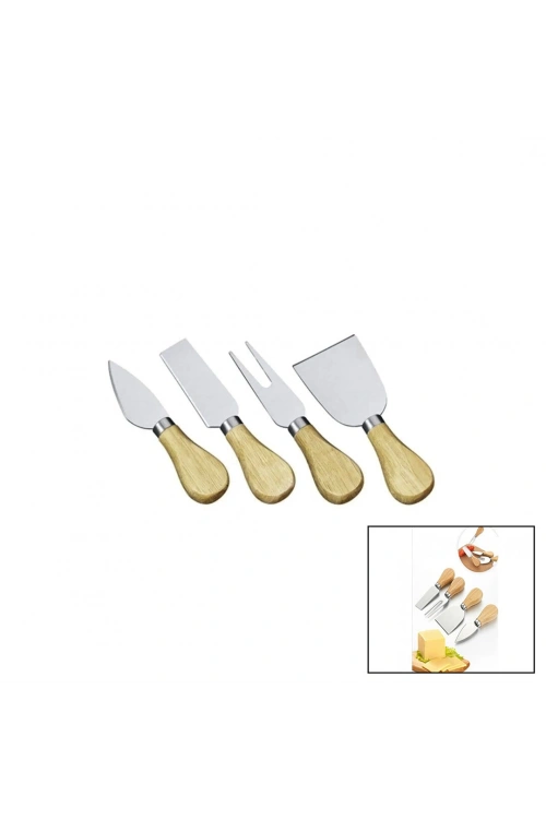 L Cheese Knife Set Baysa-1611 ( 4pcs ) Peynir Bıçak Seti ( Ahşap Bambu Saplı )*240