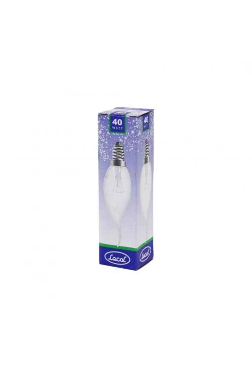 Locol Frosted Ca35 ( 40w ) ( E14 ) ( Şeffaf & Kıvrık ) ( Sarı Renk ) Mum Ampul*10x10