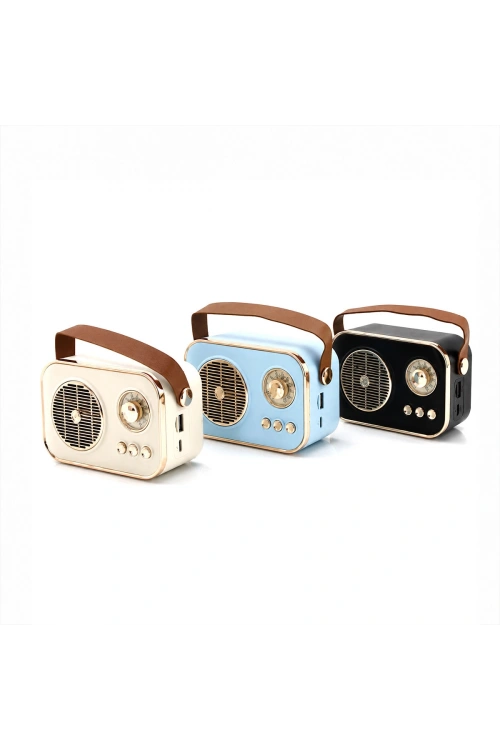 M4 Portable Pl-4641 (wireless) Hoparlör & Speaker (ışıklı) (usb Şarjlı) (renkli Kasa & Bronz Çerçeve)(usb & Dc 5v & Tf)*80