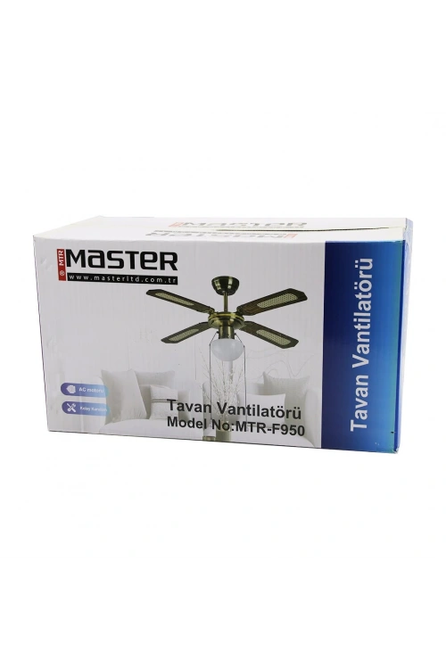 Master Mtr-f950 (bronz Metal Gövde & Kahve Ahşap 4-kanat) (2in1=tavan Vantilatör & Avize Lamba) (42) (motor-55w) (led-45w)*1