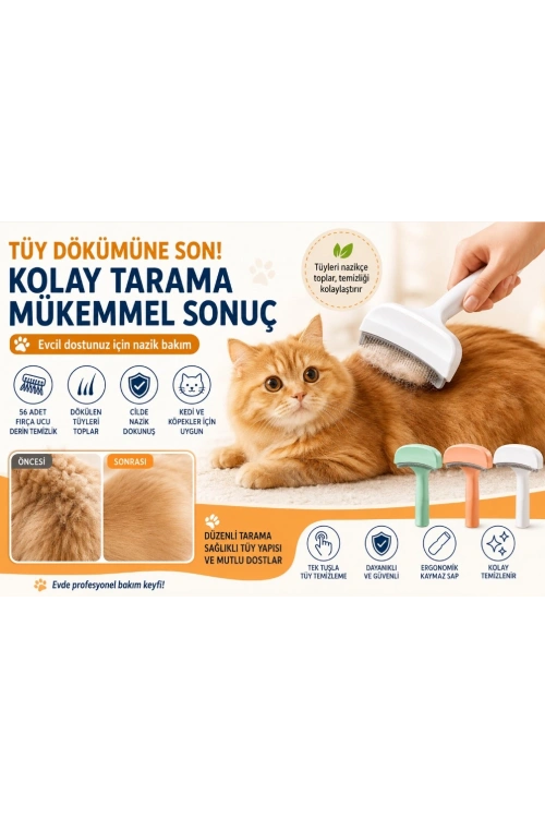 Metal Uçlu Evcil Hayvan Tüy Toplama Tarağı