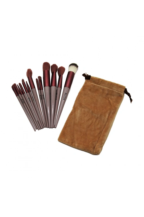 Mujgan Mjgn-112 ( 13pcs ) ( Eflatun ) Kadife Torbalı Makyaj Fırça Set*10x25