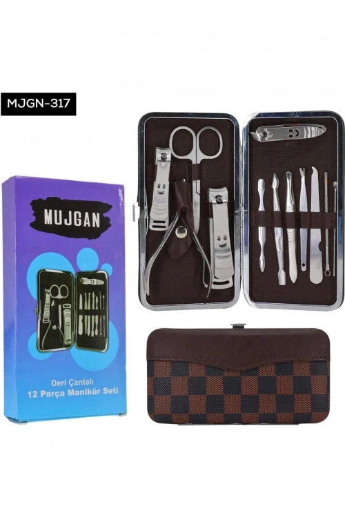 Mujgan Tırnak Makası Tırnak Bakım Seti Deri Çantalı 12 Parça Set