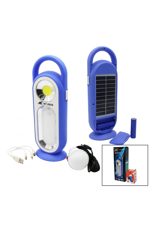 Multı-functıonal Mt-8809b (3ın1) (solar& Usb Şarjlı) Fener Işıldak & Powerbank (led & Cob & Seyyar Ampul=2.5mt Kablo)*35