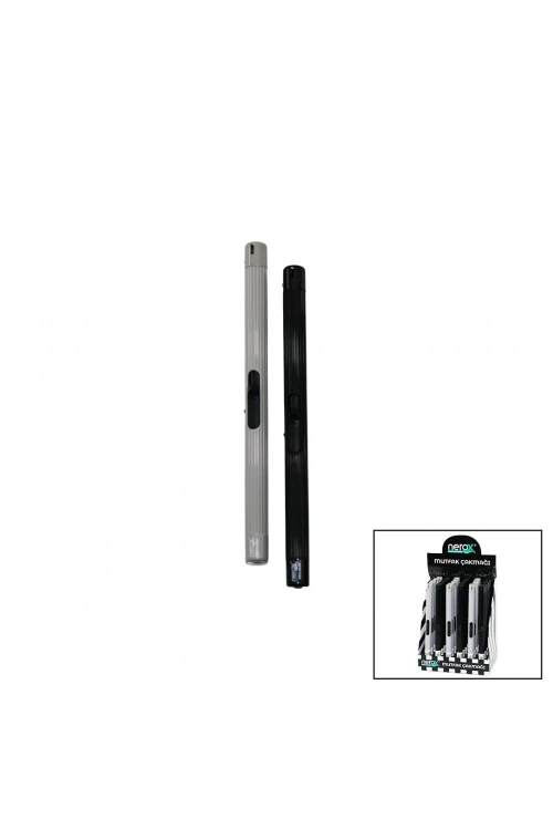 Nerox Nrx-404b ( Siyah & Gri ) ( Kalem Modeli ) Mutfak Çakmak ( İtmeli Ateşleme )*30x6