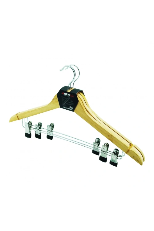 Newlife Clkn-142 ( 3pcs ) ( Maşalı ) Ahşap Etek Askısı*32