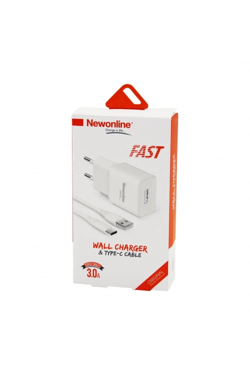 Newonline Wall Charger Nw-usbtoc-set ( Usb To=( Type-c ) Ev Başlık & Kablo Set ( Hızlı ) ( 3.0a )*100