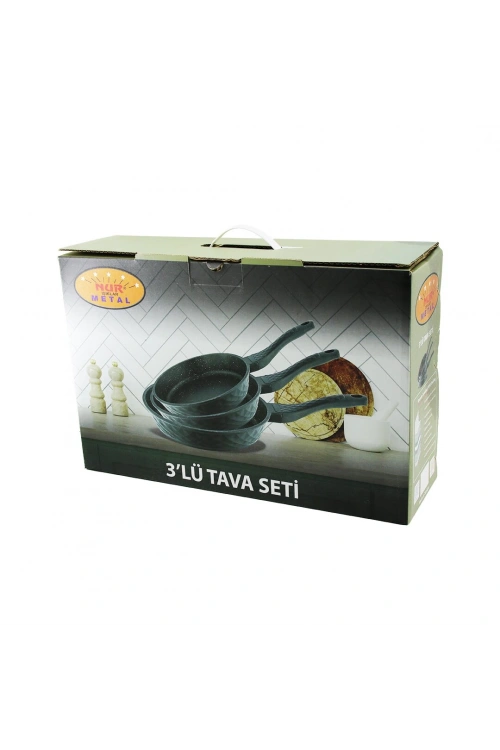 Nur Işıklar Metal ( 3pcs ) Döküm Tava Seti ( 20-24-28cm )*1