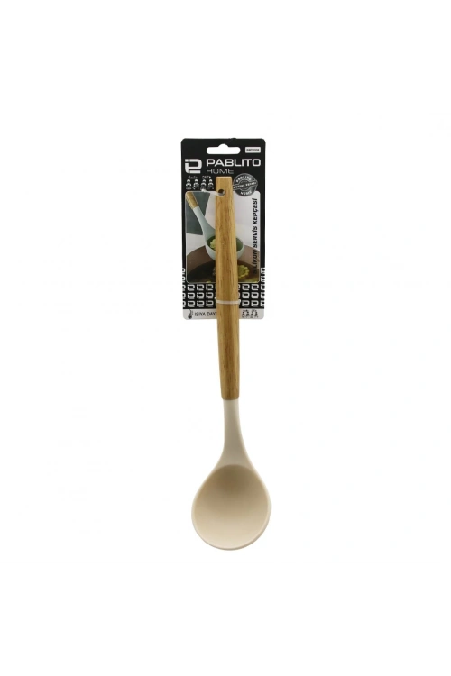 Pablıto Home Pbt-208 ( 30.8cm ) ( Silikon ) ( Servis Kepçesi ) ( Ahşap Bambu Sap )*24x6