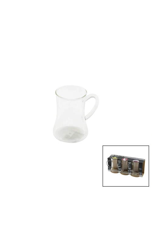 Pablıto Home Pbt-379 ( 3pcs ) ( Kulplu ) Cam Çay Bardak ( 180ml )*16=k
