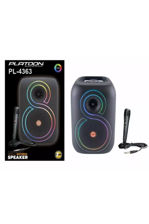 Platoon Pl-4363 Bluetooth Usb Girişli Rgb Mikrofonlu Müzik Kutusu