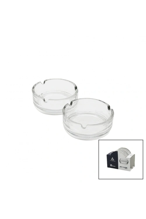 Pyramıd Glasss At-106 ( 2pcs ) ( 10cm ) ( Cam & Düz ) Yuvarlak Küllük*24