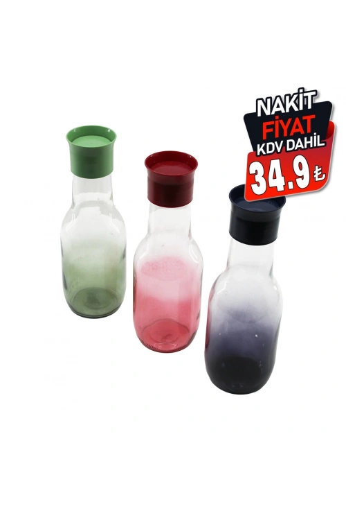 Qlux Glassware S-00132 Hydra (renkli Şeffaf Cam) (1000cc) Sürahi (tombul Göbek & Dar Ağız) (cam=renkli Pls Kapak & Kulpsuz)*6=k