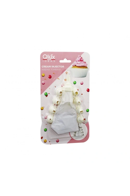 Qlux L-00172 Avantage ( 10pcs ) ( Krema Torbası & Süsleme Başlık ) Seti ( 1-beyaz Torba & 9-krem Beyazı Plastik Başlık )*48
