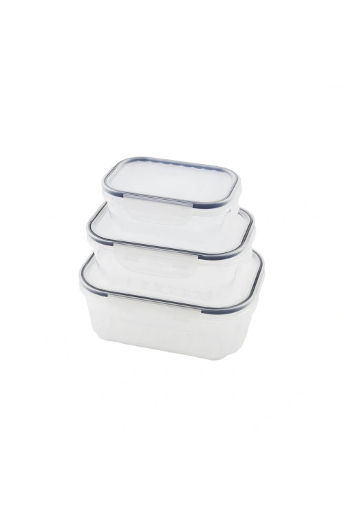 Qlux L-00879-2 ( 3pcs ) Quick Sızdırmaz Saklama Kabı Seti (şeffaf Kap & Buğulu-contalı Kapak) ( 500-1000-1700ml)*16
