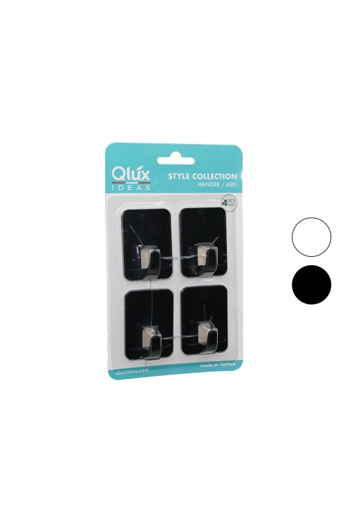 Qlux L-00951 ( 4pcs ) Cloud Askı No-2 ( Siyah & Beyaz Plastik ) ( Yapışkanlı Montaj )*50