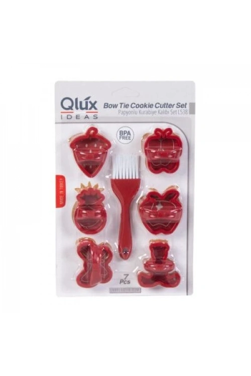 Qlux L-538 Papyonlu Kurabiye Kalıbı Fırçalı Set*36