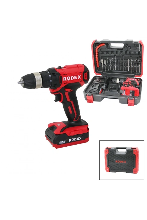 Rodex Rdx-3375a (2 Kademe Hız & Vites) (şarjlı=çift Batarya) (17pcs Uçlu) Matkap (0-350 / 0-1350 Rpm) (21v/2.0a Lı-ıon)*5