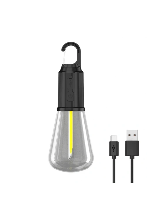 Rustik Taşınabilir Şarjlı Tasarruflu Ampul 10w Led Lamba Type-c Şarj Askılı Asma Aydınlatma T020