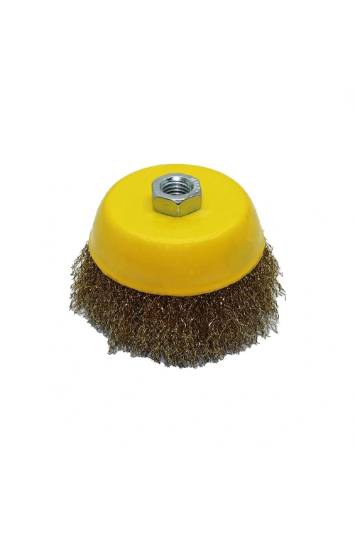 Şahin Tools Şht-013 ( 4 & 100mm ) (m14) Saçaklı Çanak Fırça (pirinç Kaplı Çelik Tel) (pas & Korozyon Giderme)*60