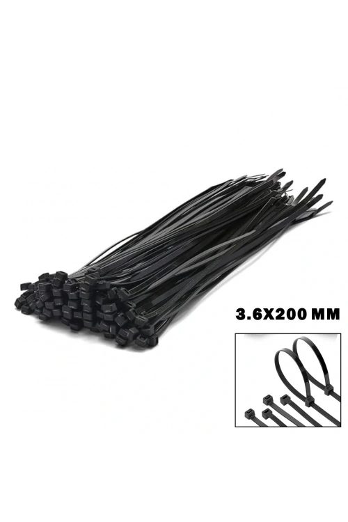 Şahin Tools Şht-174 ( Siyah ) ( 3.6x200mm ) Plastik Cırt Kelepçe ( 100pcs )*200