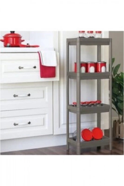 Shelf Unit Om-1016-0763 ( 4 ( Çukur ) Raflı & Gri & Antrasit ) ( Dikdörtgen ) Raf Ünitesi Plastik*6