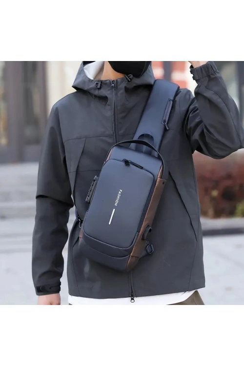 Şifreli Kilitli Usb Girişli Göğüs Omuz Çantası Body Bag
