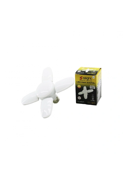 Slight Sl-1024 (4 Kollu+1 Göbekli) ( 24w & E27 ) Led Lamba Fan Ampul (4-katlanır Pervane Model) (2160lümen& 6500k )(20.000 Saat)*69