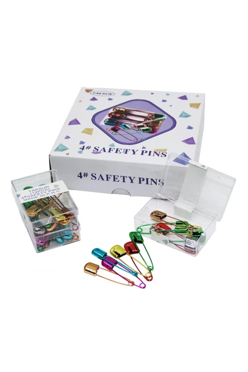 Taksun Safety Pıns ( Renkli ) (12pcs) Çengelli İğne*12x50