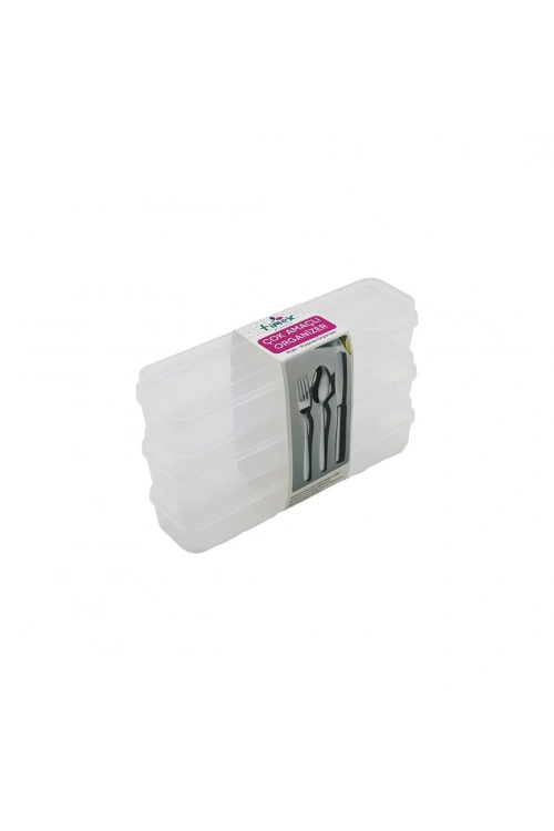 Timex Tim-195 (3pcs) (şeffaf Plastik) Çok Amaçlı Organizer (kapaklı Kutu) (24x7x4.5cm) (kaşık-çatal & Kalemlik & Kiş.bakım)*36=k