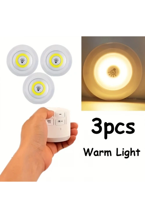 Uzaktan Kumandalı Yapışkanlı 3lü Led Spot Lamba