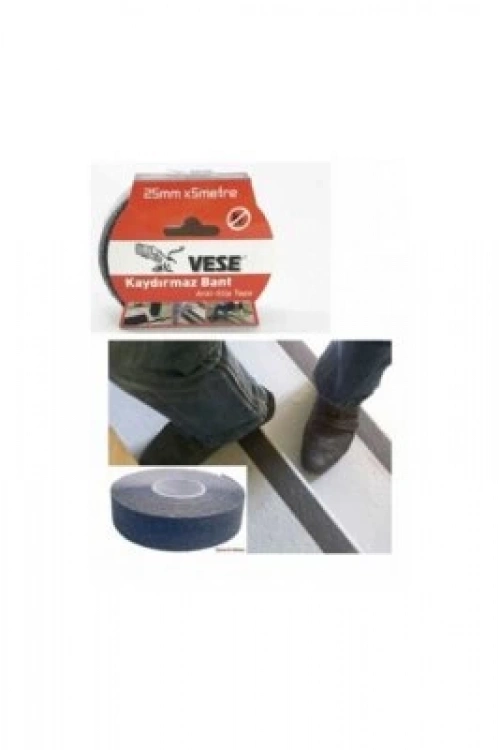 Vese ( 25mm X 5mt ) ( Kaydırmaz ) ( Siyah ) Bant*144