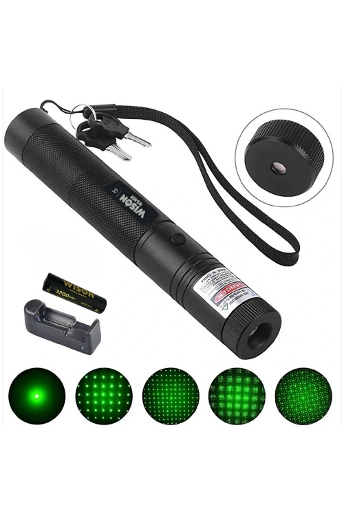 Wison Ws-503 100mw 3.7v 3200 Mah Desen Başlıklı Şarjlı Yeşil Lazer Pointer