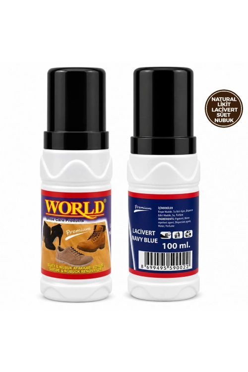 World ( Süet Nubuk ) ( Likit ) ( Lacivert ) Ayakkabı Boyası 100ml*12x8