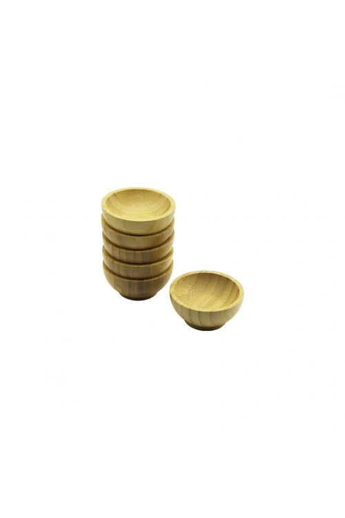 Yakut-10517 ( 6pcs ) ( Mini & Çap: 6cm ) Ahşap Bambu Lokumluk & Çerezlik Kase*83