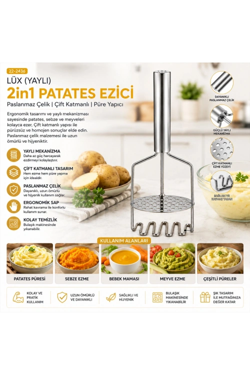 Yakut-10806 ( Lüx ) ( Yaylı ) 2in1 Patates Ezici*80