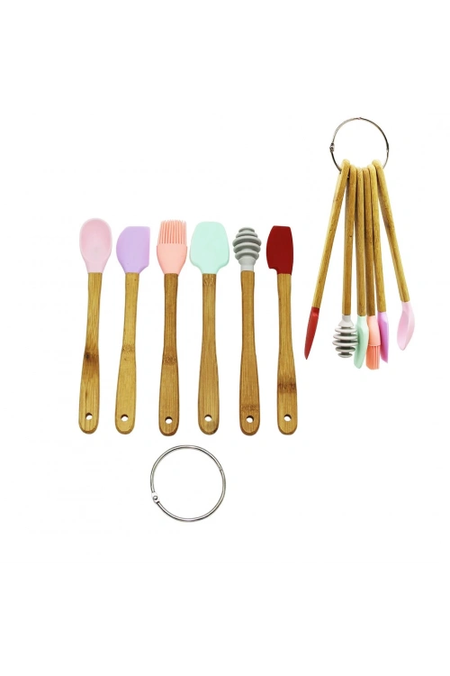 Yakut-10885 ( 6pcs ) Mini Ahşap Saplı Silikon Mutfak Set*144