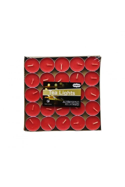 Yakut-11237 ( 25pcs ) ( Kırmızı Yuvarlak ) Tea Light Mum*80