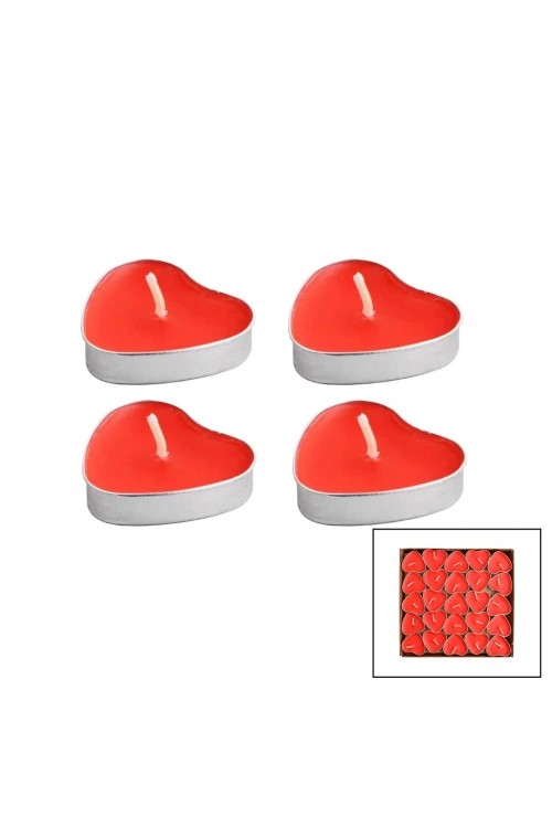 Yakut-8086 ( 50pcs ) ( Kırmızı & Kalpli ) Tea Light Mum*36