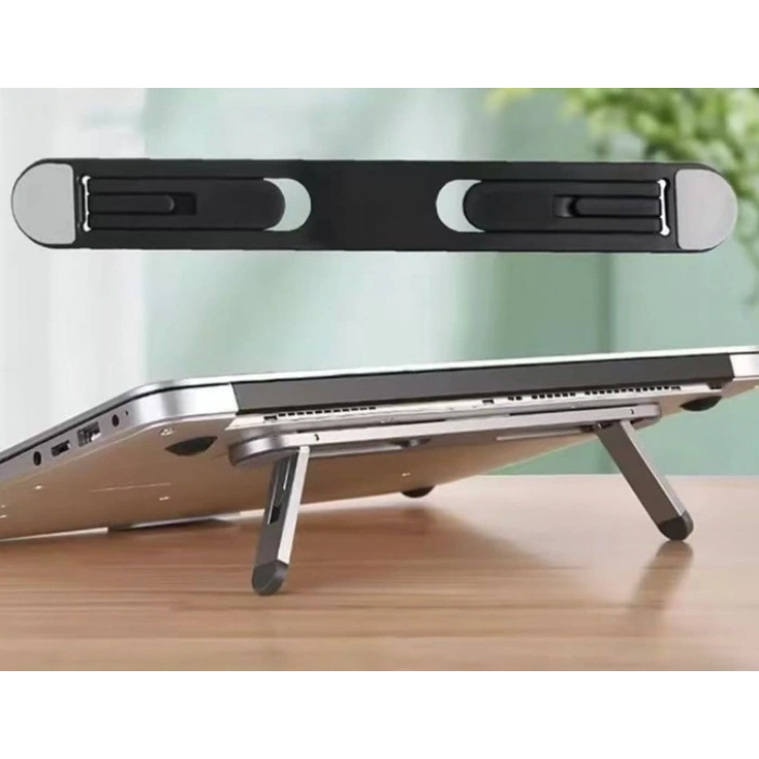 2 Kademeli Katlanabilir ve Yapışkanlı Laptop Standı Siyah CM-438