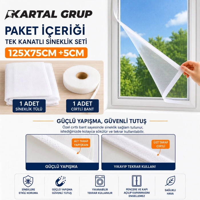 Egonex Kayra ( Tek Kanat ) ( Pencere ) Tül Sineklik ( 125x75cm  ±5cm)*75