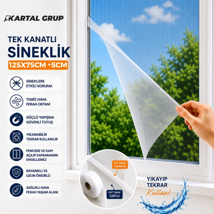Egonex Kayra ( Tek Kanat ) ( Pencere ) Tül Sineklik ( 125x75cm  ±5cm)*75
