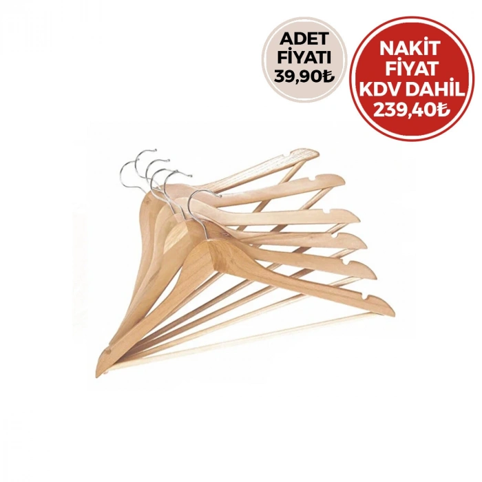 Egonex Askıcım ( 6pcs ) ( Lüks Ahşap ) Elbise Askısı ( Vernikli )*20=k