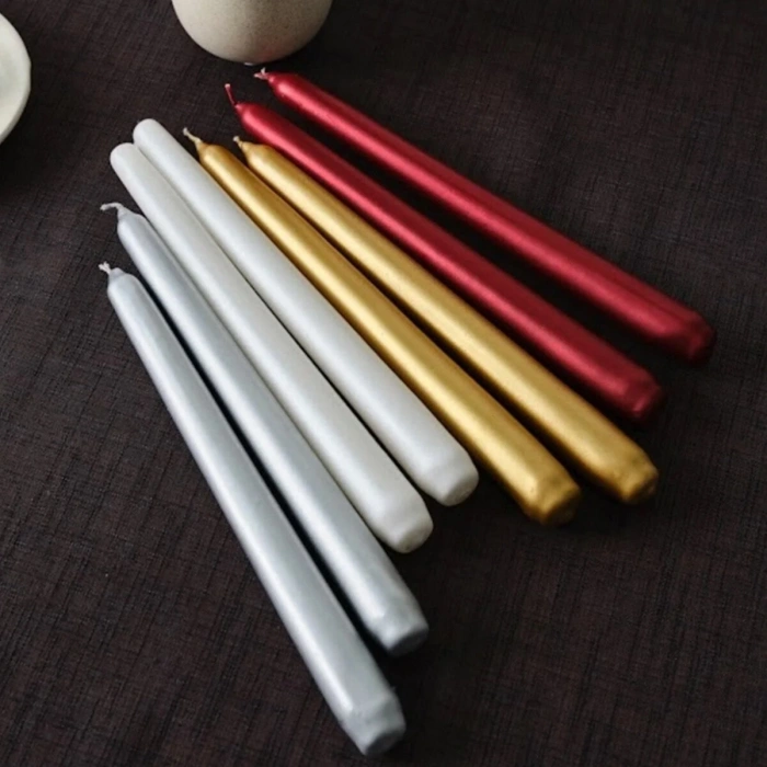 Egonex Gül Mum Kod-252  ( 4pcs ) Candle Metalik Renkler Şamdan Mum 25cm*40