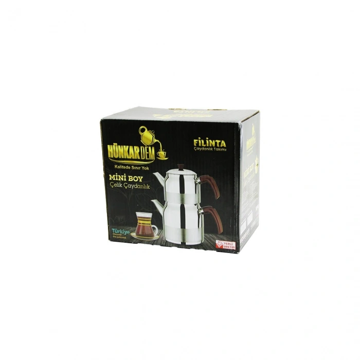 Egonex Hünkardem Filinta ( Mini Boy ) ( Çelik ) Çaydanlık Seti ( Çift Kapaklı ) ( Renkli Bakalit Kulp ) ( Üst Demlik: 1lt & Alt Suluk: 1.5lt ) ( Kendinden Süzgeçli )*8